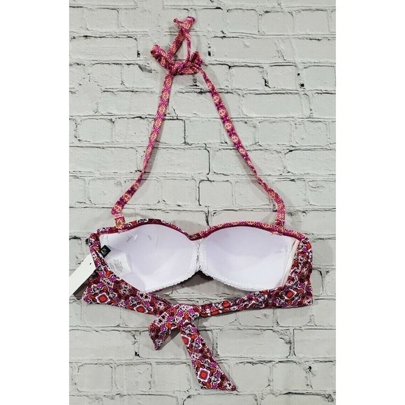 Polo Ralph Lauren Pink Geometric Bandeau Swimsuit Bikini Top WOMENS SIZE 8 - Picture 5 of 6